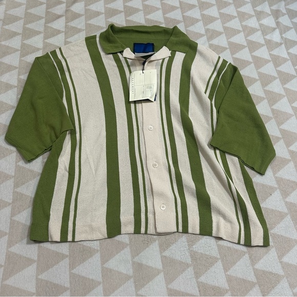 DOCUMENT
Green & Off-White Intarsia Knitting Stripe Shirt - Picture 5 of 8